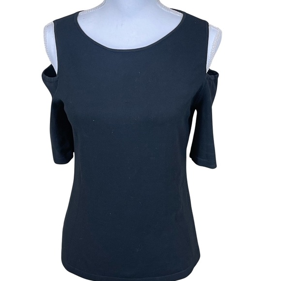 Ann Taylor Black Knit Off Shoulder Top Size Medium - Picture 2 of 2
